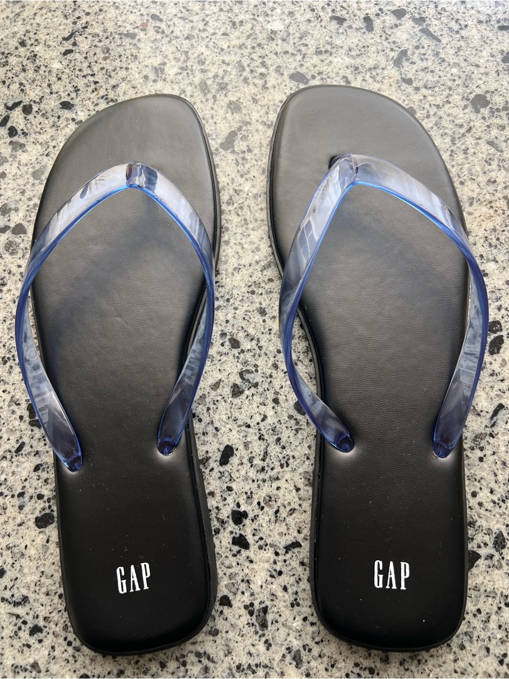 GAP Black Sandals with Translucent Blue Straps